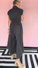 Plus Size Sleeveless Lapel Solid Jumpsuit NY-3658