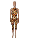 Leopard Print Tight Backless Jumpsuit SHD-9539
