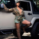 Plus Size Camouflage Print Long Sleeve Tassel Shorts GNZD-6603PL