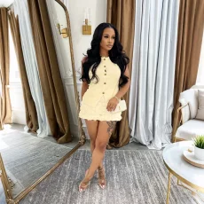 Solid Color Sleeveless Two Piece Skirt Set QHMD-3083