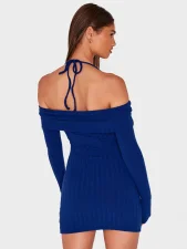 One Shoulder Tie Up Solid Mini Dress QYMF-3251