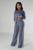 Long Sleeve Kinits Tops Wide Leg Pants Suit QYMF-3064
