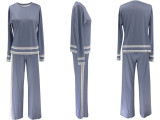 Long Sleeve Kinits Tops Wide Leg Pants Suit QYMF-3064