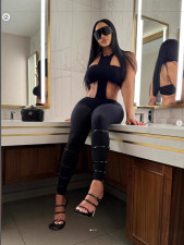 Tight Halterneck Wrap Chest Pants 2 Piece Set GFCF-1384
