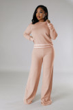 Long Sleeve Kinits Tops Wide Leg Pants Suit QYMF-3064