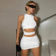 Solid Color Sleeveles Tassel Two Piece Skirts Set GFRT-41988SBG