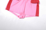 Long Sleeve Color Block Sport Two Piece Shorts Set XEF-K25S74489