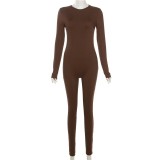 Long Sleeve Solid Color Skinny Jumpsuit GZJQ-D23Q39599
