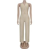Halterneck Backless Tie Up Two Piece Pants Set BY-7461