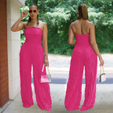 Solid Color Loose Wave Tube Top Jumpsuit BY-7465
