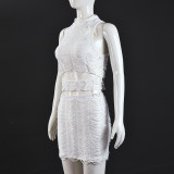 Solid Color Sleeveles Tassel Two Piece Skirts Set GFRT-41988SBG