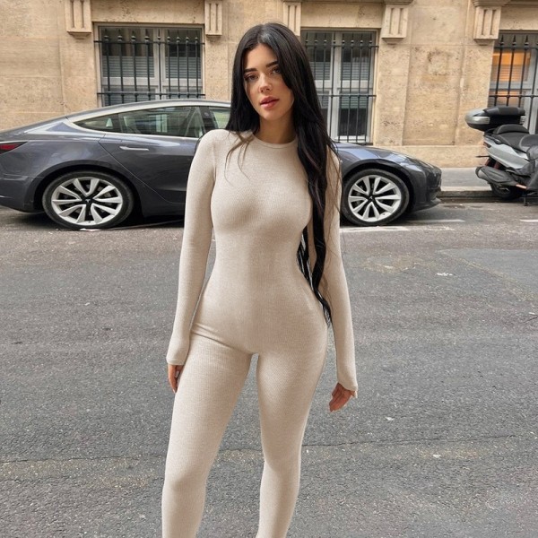 Long Sleeve Solid Color Skinny Jumpsuit GZJQ-D23Q39599