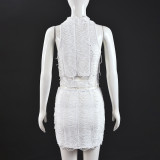 Solid Color Sleeveles Tassel Two Piece Skirts Set GFRT-41988SBG