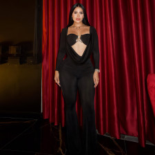 Wrap Chest Patchwork Tight Jumpsuit GZJQ-K25Q76604