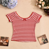 Stripe Short Sleeve Short 2 Piece Set GNZD-51827