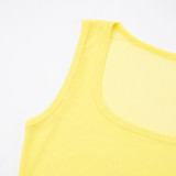 Solid Color Mesh Sleeveless Tank Tops MXBF-J25TP198