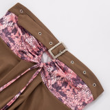 Adjustable Buckle Patchwork Drawstring Butterfly T-shirt MXBF-Q25TP199