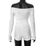 One Shoulder Long Sleeve Romper MXBF-J25RP161