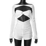 One Shoulder Long Sleeve Romper MXBF-J25RP161