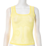 Solid Color Mesh Sleeveless Tank Tops MXBF-J25TP198