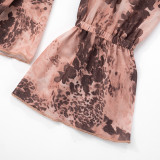 Ruffles Long Sleeve Mesh Print Mini Dress MXBF-J25DS180