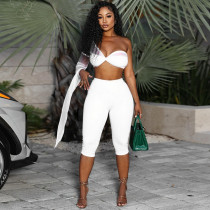 See Through Mesh Wrap Chest Two Piece Pants Set MXBF-D25ST210