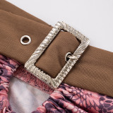 Adjustable Buckle Patchwork Drawstring Butterfly T-shirt MXBF-Q25TP199