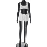 Solid Color Tank Tops Two Piece Shorts Set MXBF-D25ST202
