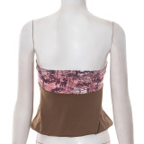 Adjustable Buckle Patchwork Drawstring Butterfly T-shirt MXBF-Q25TP199