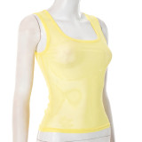 Solid Color Mesh Sleeveless Tank Tops MXBF-J25TP198