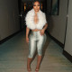 Fur Collar Backless Snake Print Seventh Pants Suit  MXBF-J25ST158