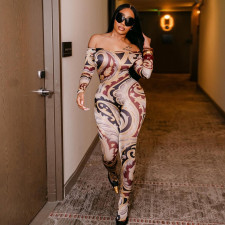 Colorful Print Long Sleeve Jumpsuit MXBF-J25JP203