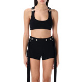 Solid Color Tank Tops Two Piece Shorts Set MXBF-D25ST202