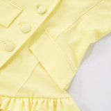 Lapel Sleeveless Ruffled Solid Romper MXBF-D25RP181