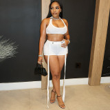 Solid Color Tank Tops Two Piece Shorts Set MXBF-D25ST202