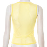 Solid Color Mesh Sleeveless Tank Tops MXBF-J25TP198