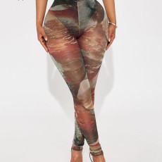 Print See Through Tight Pants MXBF-J25PT167