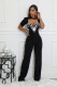 Lines Patchwork Sport Fit Jumpsuit OSM-4485