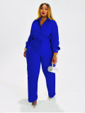 Solid Color Long Sleeve Pleated Shirt Pants Suit SFY-775