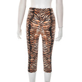Tiger Print Casual Seventh Pants MXBF-J25PT141