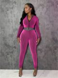Long Sleeve Zipper Two Piece Pants Set SH-391355