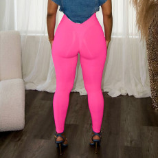 Solid Color High Waist Tight Pants MXBF-J25PT144