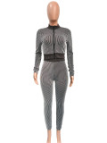 Long Sleeve Zipper Two Piece Pants Set SH-391355