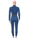 Long Sleeve Zipper Two Piece Pants Set SH-391355