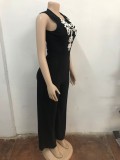 Line Sleeveless Wide Leg Jumpsuit  OSM-4487