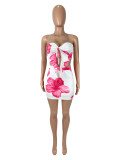 Print Off Shoulder Top Two Piece Skirts Set SHD-9544