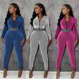 Long Sleeve Zipper Two Piece Pants Set SH-391355