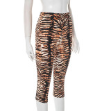 Tiger Print Casual Seventh Pants MXBF-J25PT141