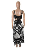 Print Sling Vest And Long Skirts Two Piece Set SHD-9542