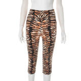 Tiger Print Casual Seventh Pants MXBF-J25PT141